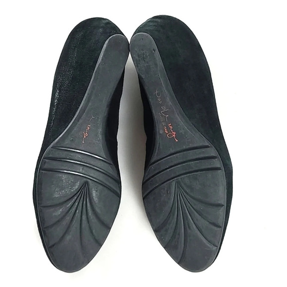 Pas de Rouge Black Suede Wedge Cross Over Strap Pumps Size 37.5 - Picture 8 of 15